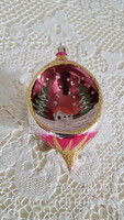 Régi ritka,kézzel festett csepp alakú karácsonyfa dísz