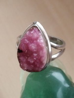 Cobalt calcite 925 sterling silver ring size 57