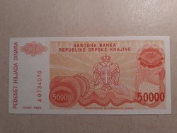 Krajinai Szerb Köztársaság-50 000 Dinár 1993 UNC