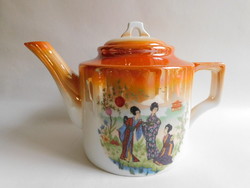 Antique Zsolnay teapot with a geisha scene