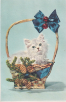T:13 Karácsonyi  cicás képeslap postatiszta-Replika