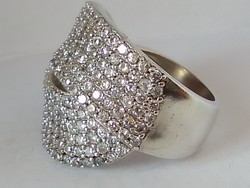 Elegant richly paved silver ring