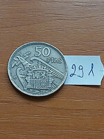 Spain 50 pesetas 1957 (59) copper-nickel, francisco franco 291