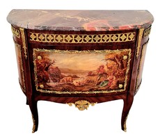 A767 Velencei barokk stílusú festett, márványlapos komód