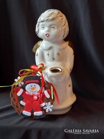 Christmas ornament porcelain angel figure candlestick 18cm with gift ornament (marked)