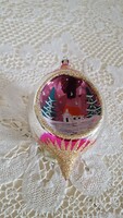 Old rare, hand-painted drop-shaped Christmas tree ornament