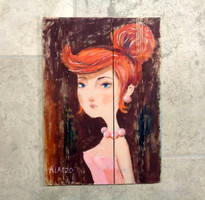 Vilma - rustic wood decoration - woman, wall picture