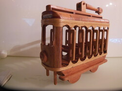 Model - electric - wooden - 20 x 16 x 8 cm + pantograph 12 cm - seats can be tilted - - old - handmade