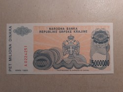 Krajinai Szerb Köztársaság-5 000 000 Dinár 1993 UNC