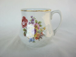 Drasche Kőbányai porcelán virágmintás hasas bögre