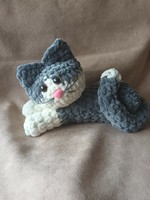 Plush kitten dark gray and white