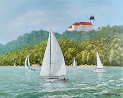 Sailboats on the lake - painting