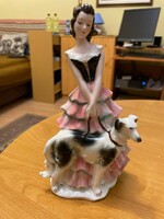 Hummel, pretty little lady with a hand painted dog