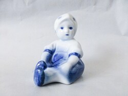 Zsolnay porcelain blue-painted, sitting annuska