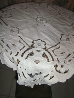 Beautiful white floral rosette tablecloth
