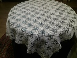 Old, hand-crocheted, ecru lace tablecloth, 90x90