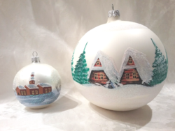 Hand-painted huge glass Christmas ornaments, 15 cm, 7 cm