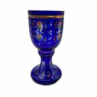 Colorful floral Czech glass with stem m01291