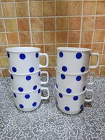Zsolnay retro blue polka dot mug set