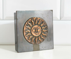 Otto Kopcsányi - retro copper box with sunburst medallion - gift box