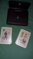 Collectors of Csepel bicycle and sewing machine factory complete double deck erotic rummy card ornament in leather case