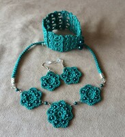 Lace jewelery set petrol blue