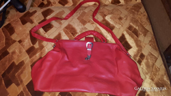 Red faux leather Australian two drawer bag, unused