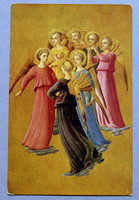 Antik Fra Angelico festmény  képeslap / angyalok  -   Firenzei Képtár kiadása