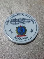 Máv vehicle repair plant Szolnok Hólloháza porcelain plaque