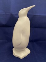Hóllóháza unpainted penguin bird porcelain statue