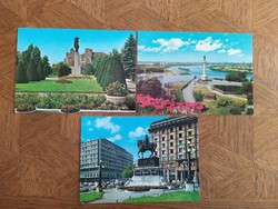 Belgrád 3 db retro képeslap, postatiszta