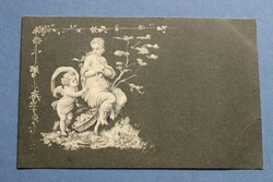 Antik relief hatású üdvözlő képeslap  művészlap