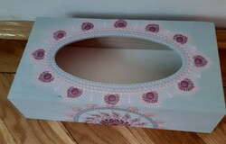 New! Wooden handkerchief holder with mandala decoration, hand painted