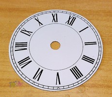 Clock face for old fireplace clocks, Roman indexes, stamped copper plate