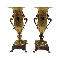 Pair of French bronze fire-gilt decorative vases m01154