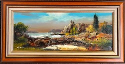 Adilov alim bay framed 32x62cm oil painting