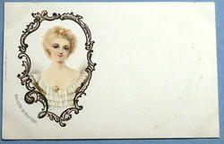 Antique artist litho postcard portrait of Princess Henriette of Bourbon in convex frame