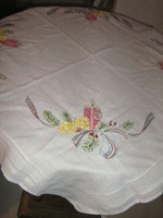 Wonderful hand embroidered Christmas filigree tablecloth