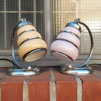 Art deco nickel-plated lamp pair renovated - 