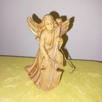 Jelzett, olasz, nagybőgőn játszó angyalka, karácsonyfa dísz. Figura.