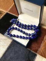 Old lapis lazuli pearl string with gold-plated clasp