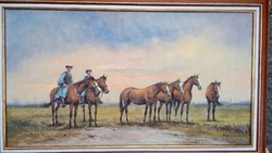 Bán tibor foals oil painting
