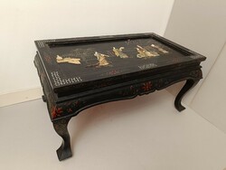 Antique Chinese furniture mother-of-pearl geisha life portrait mass stone inlaid painted folding table 261 8064