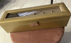 Watch storage box gold carbon lockable