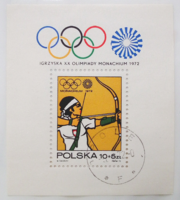 1972. Poland - Olympics Munich '72 - block, stamped