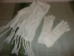 White knitted gloves + scarf