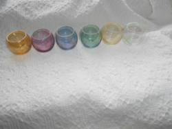 6 db Bohémia röviditalos színes  gömb üvegpohár- kissé lüszteres