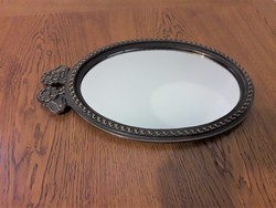 Industrial art wall mirror with a copper frame made by otto Kopcsányi