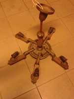 Retro adt deco chandelier frame with wood and bronze decorations, beautiful shape, teardrop can be replaced