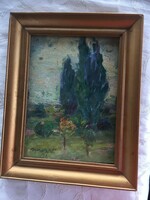 Landscape, oil painting in frame - Gyula Uvardi 1991 (200)
